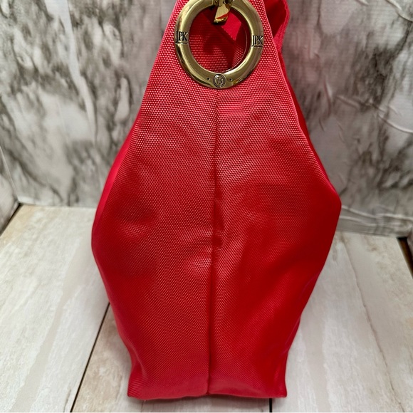 Bold Pink Large Durable Nylon Hobo Tote Bag Single Strap Everyday Multi Pockets - Picture 5 of 14